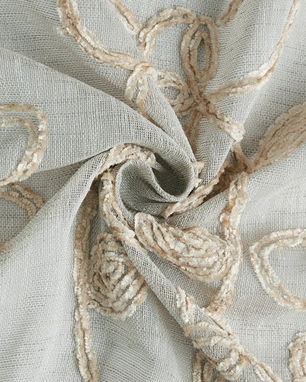 Set of Two 96"  Tan Floral Embroidered Window Panels