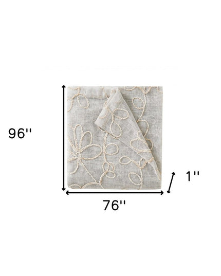 Set of Two 96"  Tan Floral Embroidered Window Panels