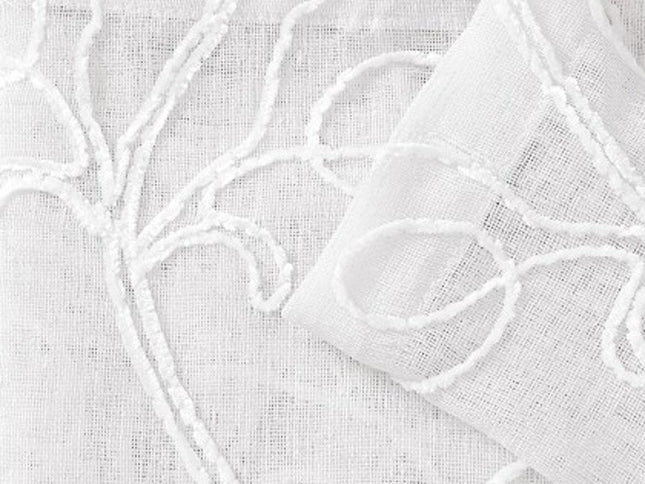 Set of Two 84"  White Boho Embroidered Window Panels