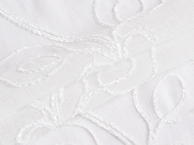 Set of Two 84"  White Boho Embroidered Window Panels