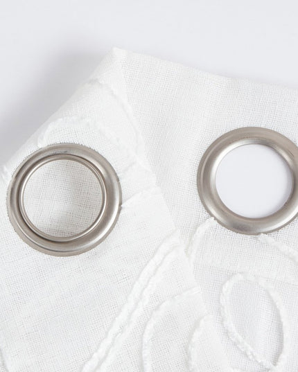 Set of Two 84"  White Boho Embroidered Window Panels