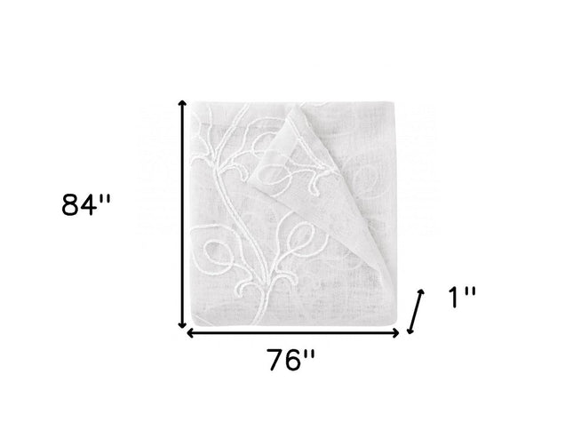 Set of Two 84"  White Boho Embroidered Window Panels