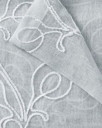 Set of Two 84"  Silver Boho Embroidered Window Panels