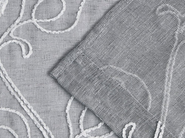 Set of Two 84"  Silver Boho Embroidered Window Panels