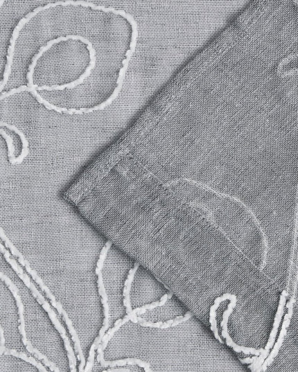 Set of Two 84"  Silver Boho Embroidered Window Panels