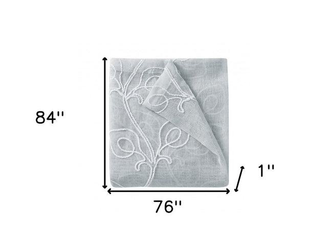 Set of Two 84"  Silver Boho Embroidered Window Panels