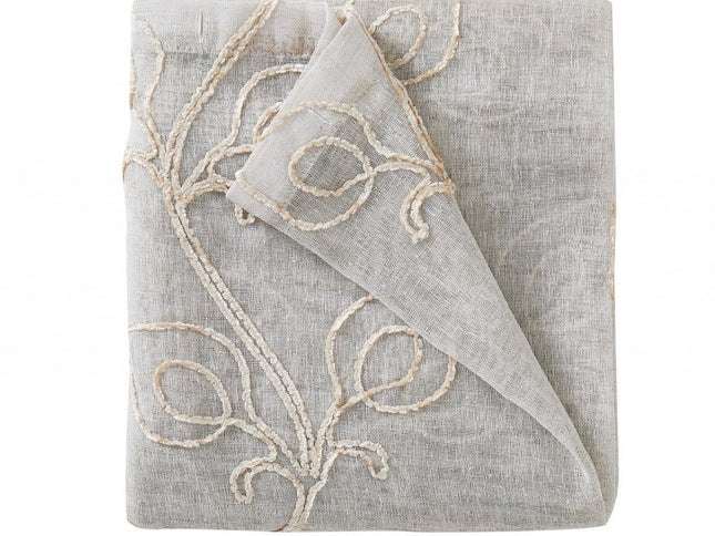 Set of Two 84" Beige Boho Embroidered Window Panels