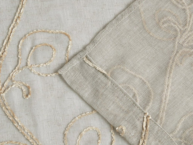 Set of Two 84" Beige Boho Embroidered Window Panels