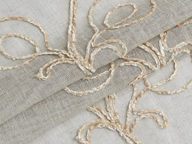 Set of Two 84" Beige Boho Embroidered Window Panels