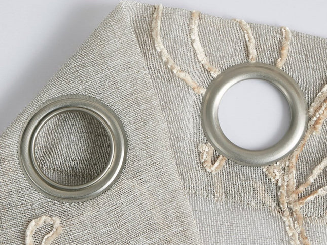 Set of Two 84" Beige Boho Embroidered Window Panels