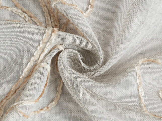 Set of Two 84" Beige Boho Embroidered Window Panels