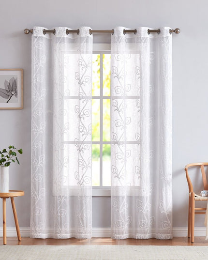 Set of Two 84"  Blush Boho Embroidered Window Panels