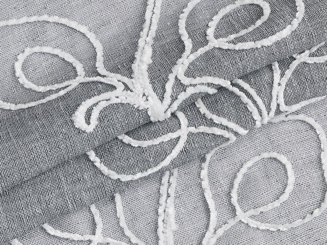 Set of Two 96"  Silver Boho Embroidered Window Panels