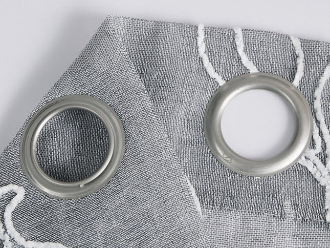 Set of Two 96"  Silver Boho Embroidered Window Panels