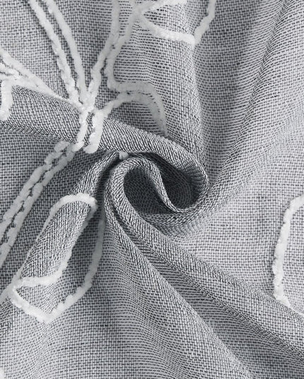 Set of Two 96"  Silver Boho Embroidered Window Panels