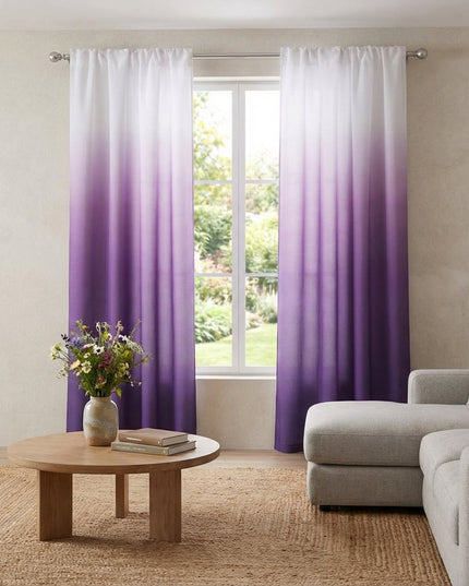 Set of Two 84"  Purple Ombre Window Curtain Panels