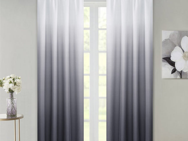 Set of Two 84"  Black Ombre Shades Window Panels