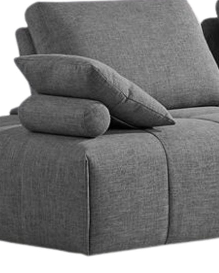 Gray Polyester Modular L Shaped Two Piece Sofa and Chaise Sectional And Toss Pillows