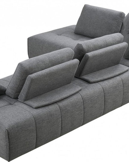 Gray Polyester Modular L Shaped Two Piece Sofa and Chaise Sectional And Toss Pillows