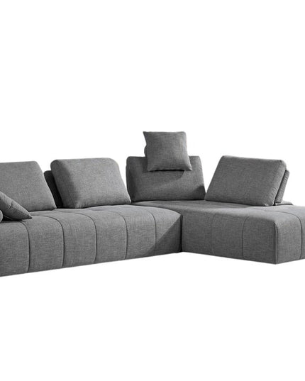 Gray Polyester Modular L Shaped Two Piece Sofa and Chaise Sectional And Toss Pillows