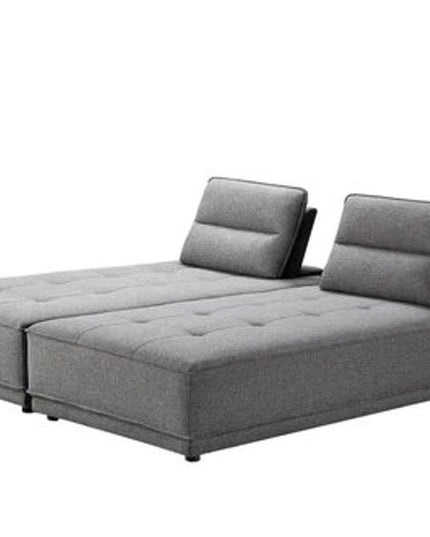 Gray 100% Polyester Stationary L Shaped Two Piece Sofa And Chaise
