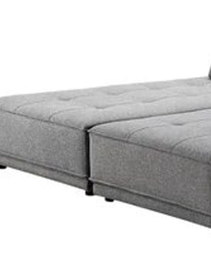 Gray 100% Polyester Stationary L Shaped Two Piece Sofa And Chaise