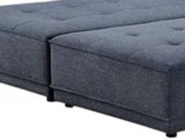 Blue 100% Polyester Stationary L Shaped Two Piece Sofa And Chaise