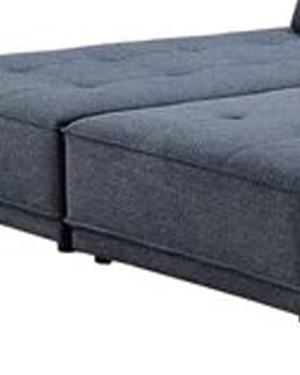 Blue 100% Polyester Stationary L Shaped Two Piece Sofa And Chaise