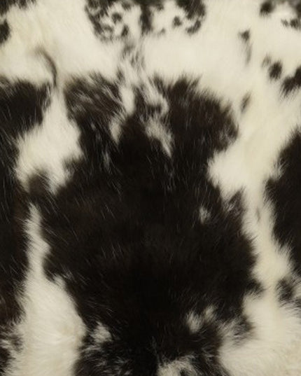 Set of Two 18" Black and White Rabbit Natural Fur Throw Pillow