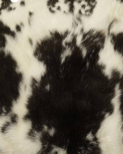 Set of Two 18" Black and White Rabbit Natural Fur Throw Pillow