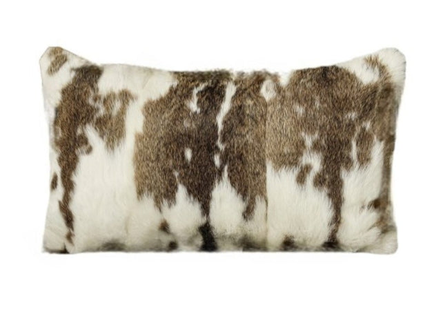 Set of Two 12" X 20" Brown and White Throw Pillows