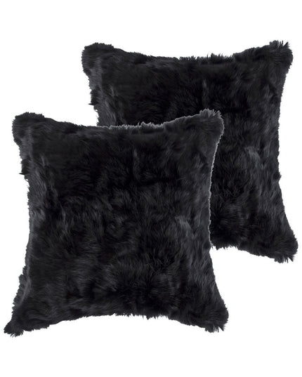 Set of Two 18" Black Throw Pillows