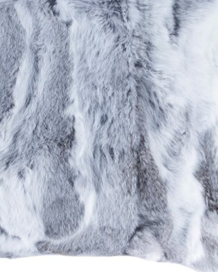 Set Of Two 18" Grey Rabbit Natural Fur Throw Pillows