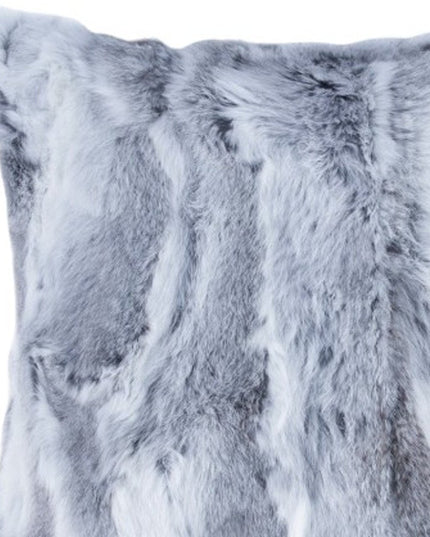 Set Of Two 18" Grey Rabbit Natural Fur Throw Pillows