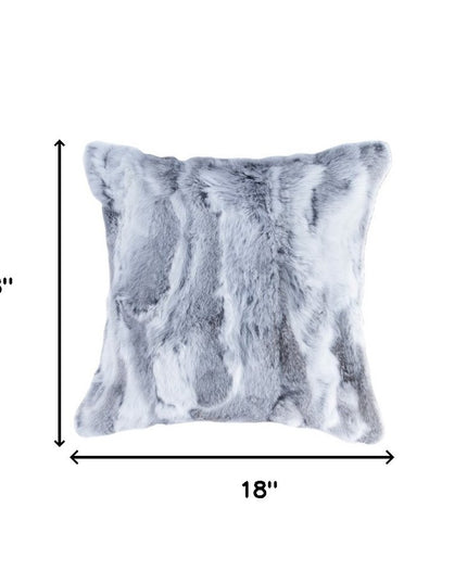 Set Of Two 18" Grey Rabbit Natural Fur Throw Pillows