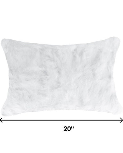 Set of Two 12" X 20" White Natural Fur Throw Pillows