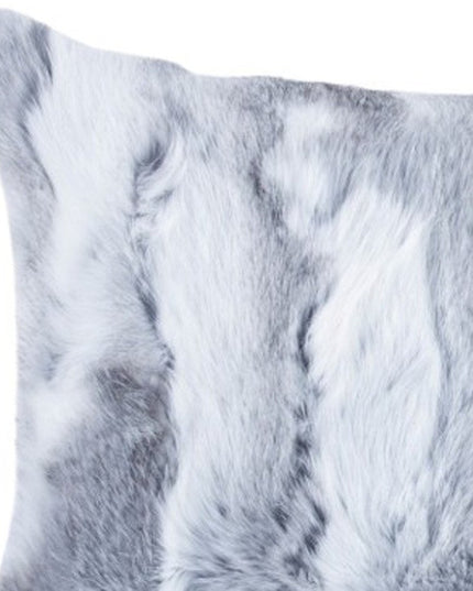 Set of Two 12" X 20" Gray Rabbit Natural Fur Throw Pillow