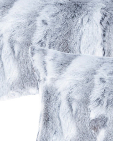 Set of Two 12" X 20" Gray Rabbit Natural Fur Throw Pillow