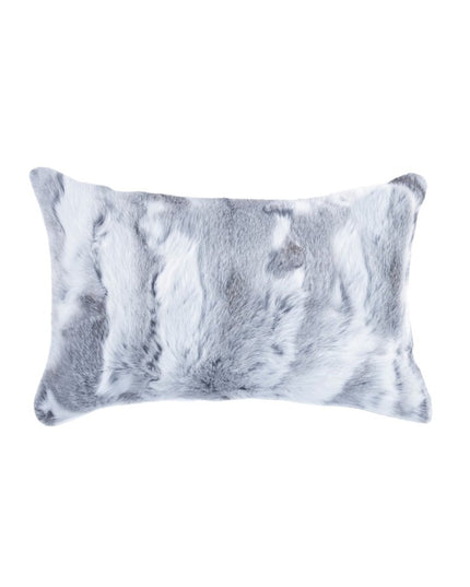 Set of Two 12" X 20" Gray Rabbit Natural Fur Throw Pillow