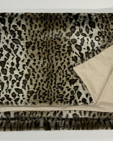 50" X 60" Black Brown And Beige Leopard Faux Fur Plush Throw Blanket