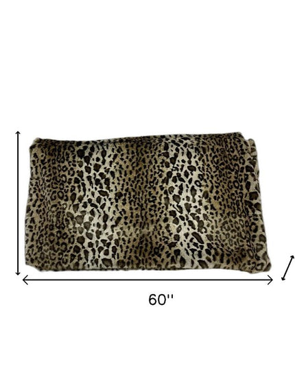 50" X 60" Black Brown And Beige Leopard Faux Fur Plush Throw Blanket