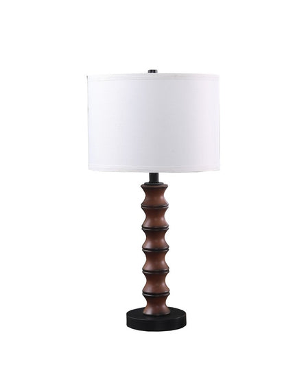 28" Dark Cherry Polyresin Indents Table Lamp With White Shade