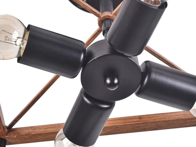 Industrial Wood Square Four Light Ceiling Fixture