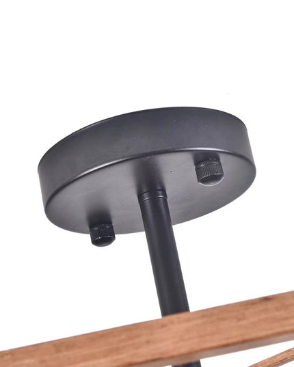 Industrial Wood Square Four Light Ceiling Fixture