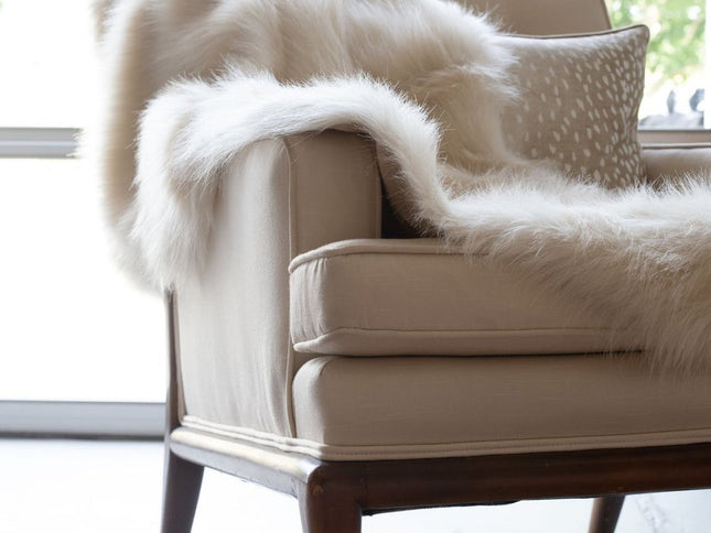 50" x 60" Royal White Long Hair Faux Fur Throw