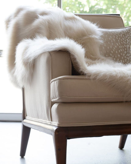 50" x 60" Royal White Long Hair Faux Fur Throw