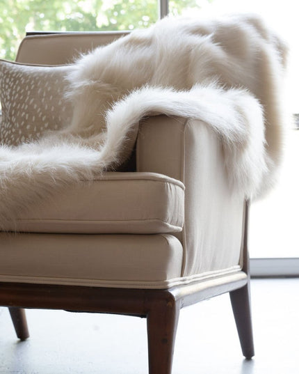 50" x 60" Royal White Long Hair Faux Fur Throw
