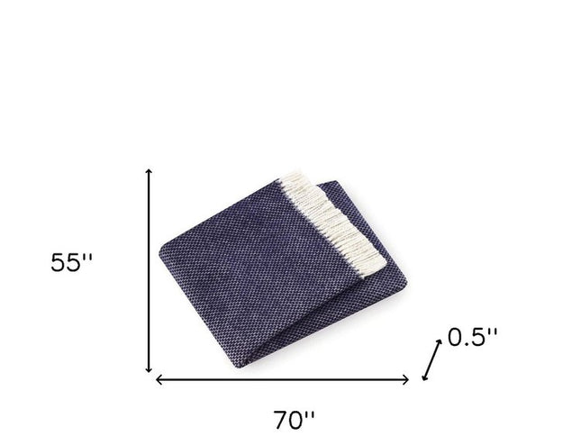 Soft Navy Blue Links Pattern Throw Blanket