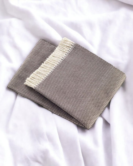 Soft Taupe Links Pattern Throw Blanket