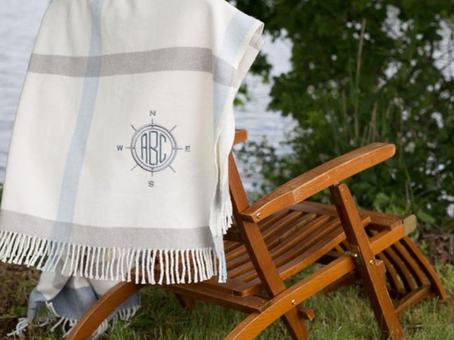 Plush Multi Blue Plaid Throw Blanket with Tassels